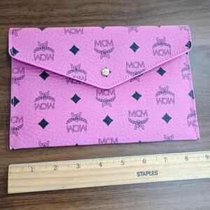 MCM Pink Logo Envelope Clutch